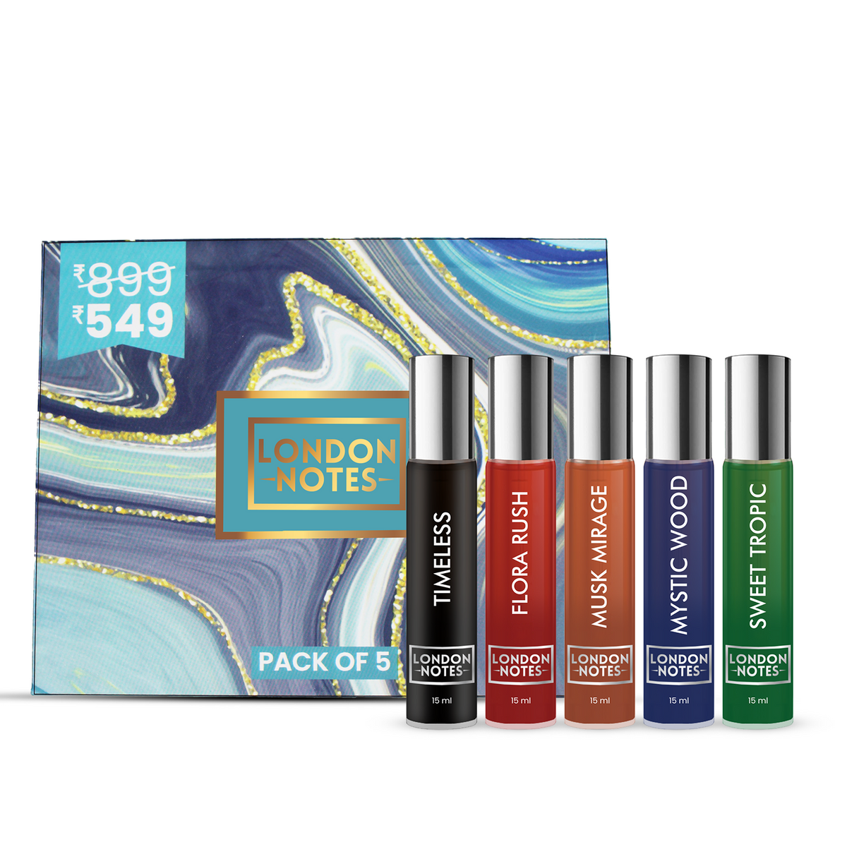 London Notes Eau De Parfum Gift Set 5x15 ml for Unisex | Long Lasting EDP Fragrance Scent