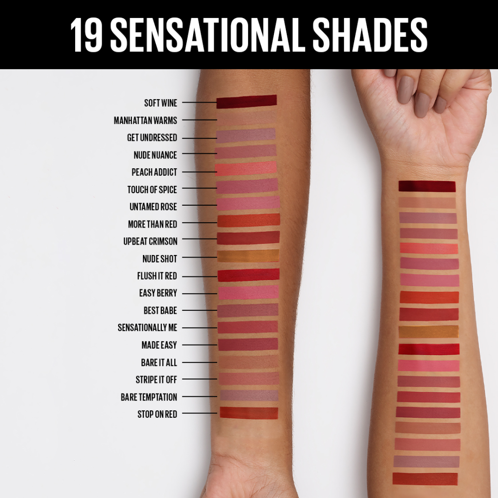 Maybelline New York Sensational Liquid Matte Lipstick, NU02 Strip It Off, 7ml - Liquid Lipstick Shades Delivering Intense Mat
