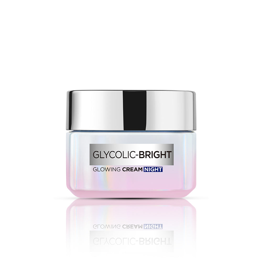 L'Oreal Paris Glycolic Bright Glowing Night Cream, 15ml | Overnight Cream with Glycolic Acid for Dark Spot Removal & Glowing