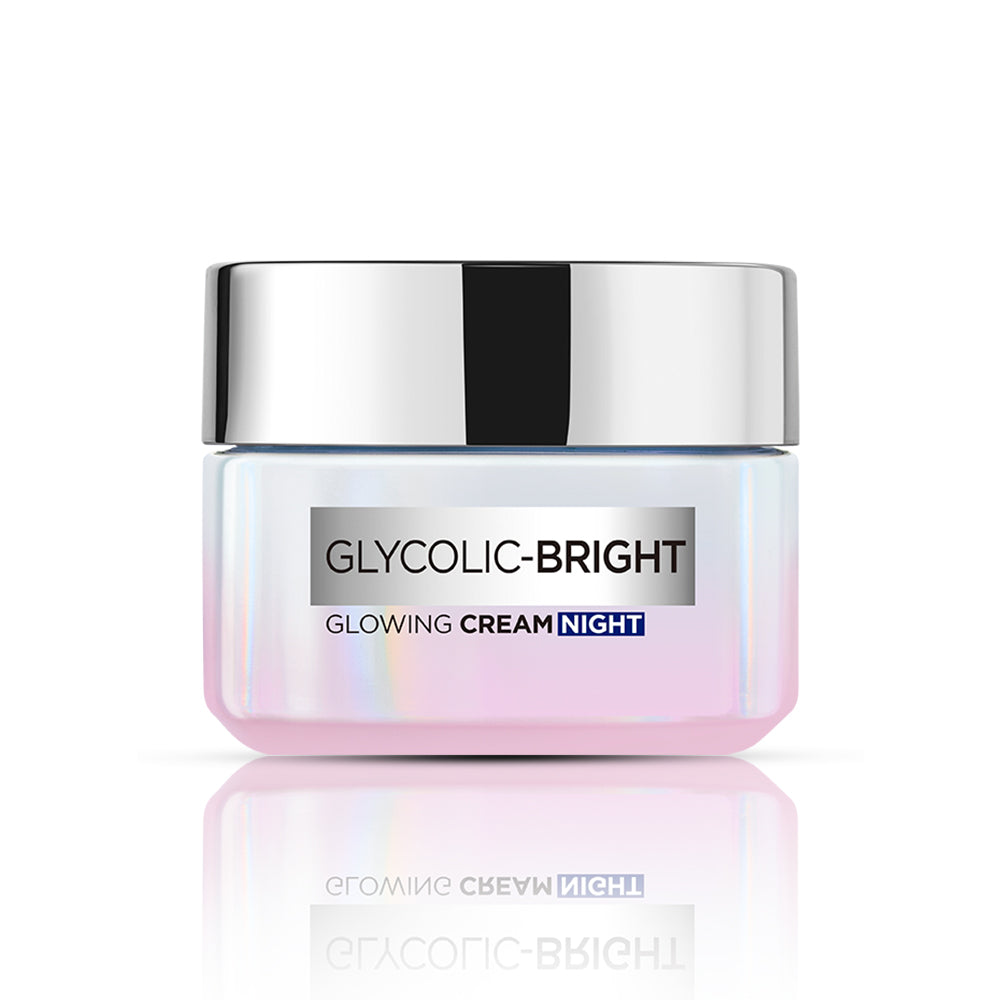L'Oreal Paris Glycolic Bright Glowing Night Cream, 50ml | Overnight Cream with Glycolic Acid for Dark Spot Removal & Glowing