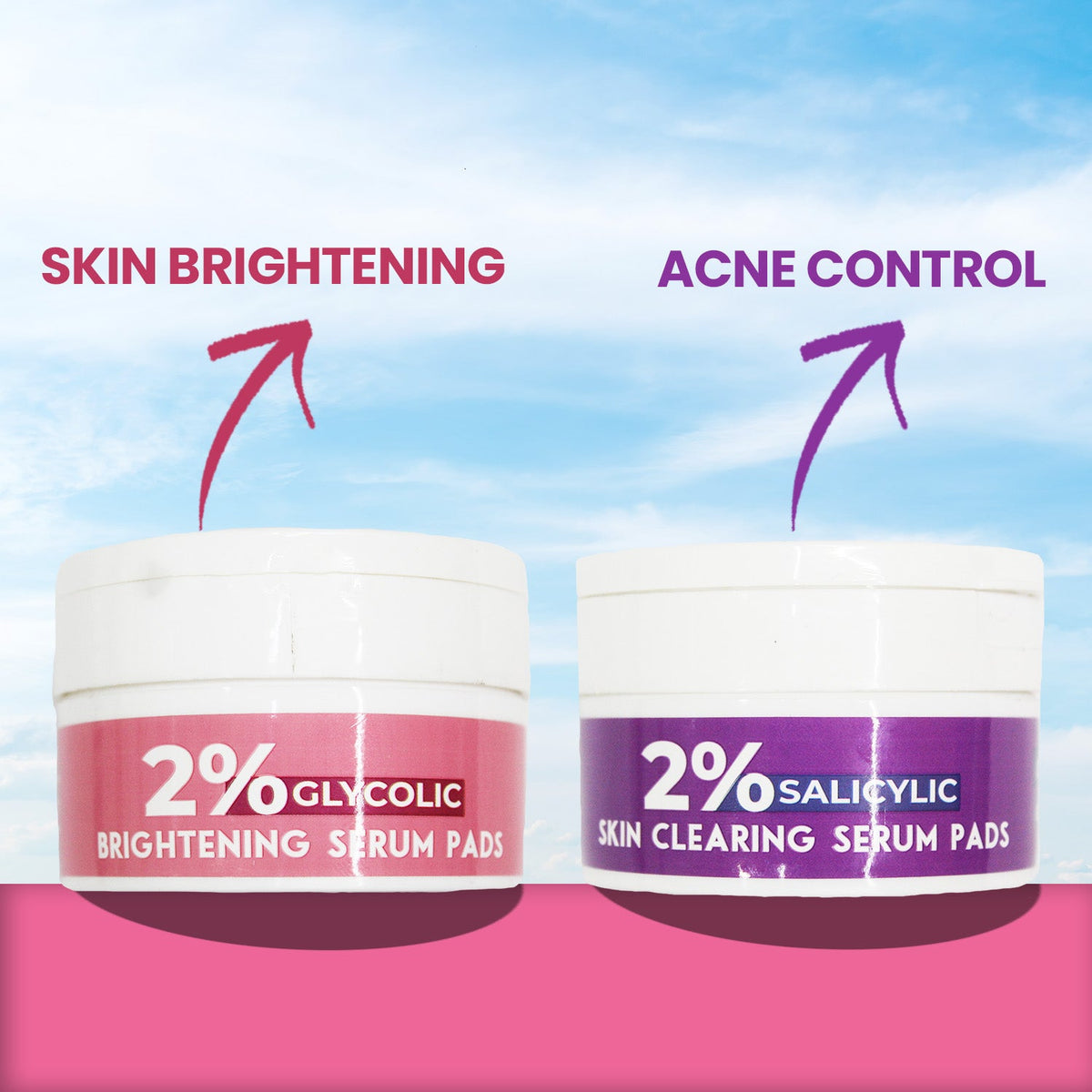Jaquline USA 2% Glycolic Brightening Serum Pads for Dark Spots & Pigmentation