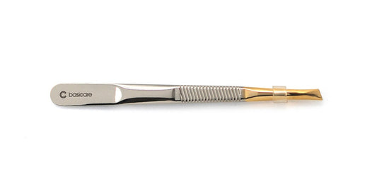 Basicare Stainless Steel Gold Precision Ground Slant Tip Tweezer For Women And Men.Tweezer For Ingrown Hair, Plucking Daily B
