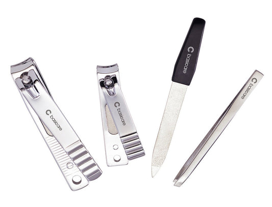 Basicare The Starter Set 4Pcs - Nail Clipper Toe Nail Clipper, Nail File & Tweezer