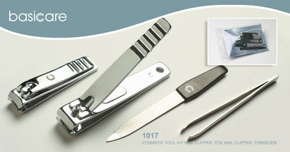 Basicare The Starter Set 4Pcs - Nail Clipper Toe Nail Clipper, Nail File & Tweezer