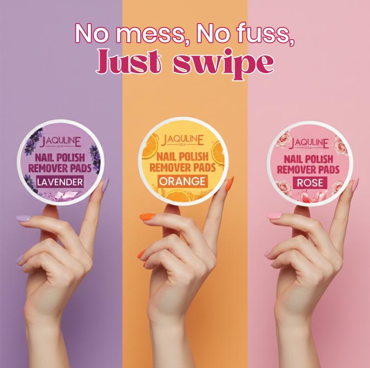 JAQULINE USA Rose Nail Polish Remover Pads | Acetone-Free Nail Paint Remover Wipes | With Vitamin E, Aloe Vera & Olive Oil | 