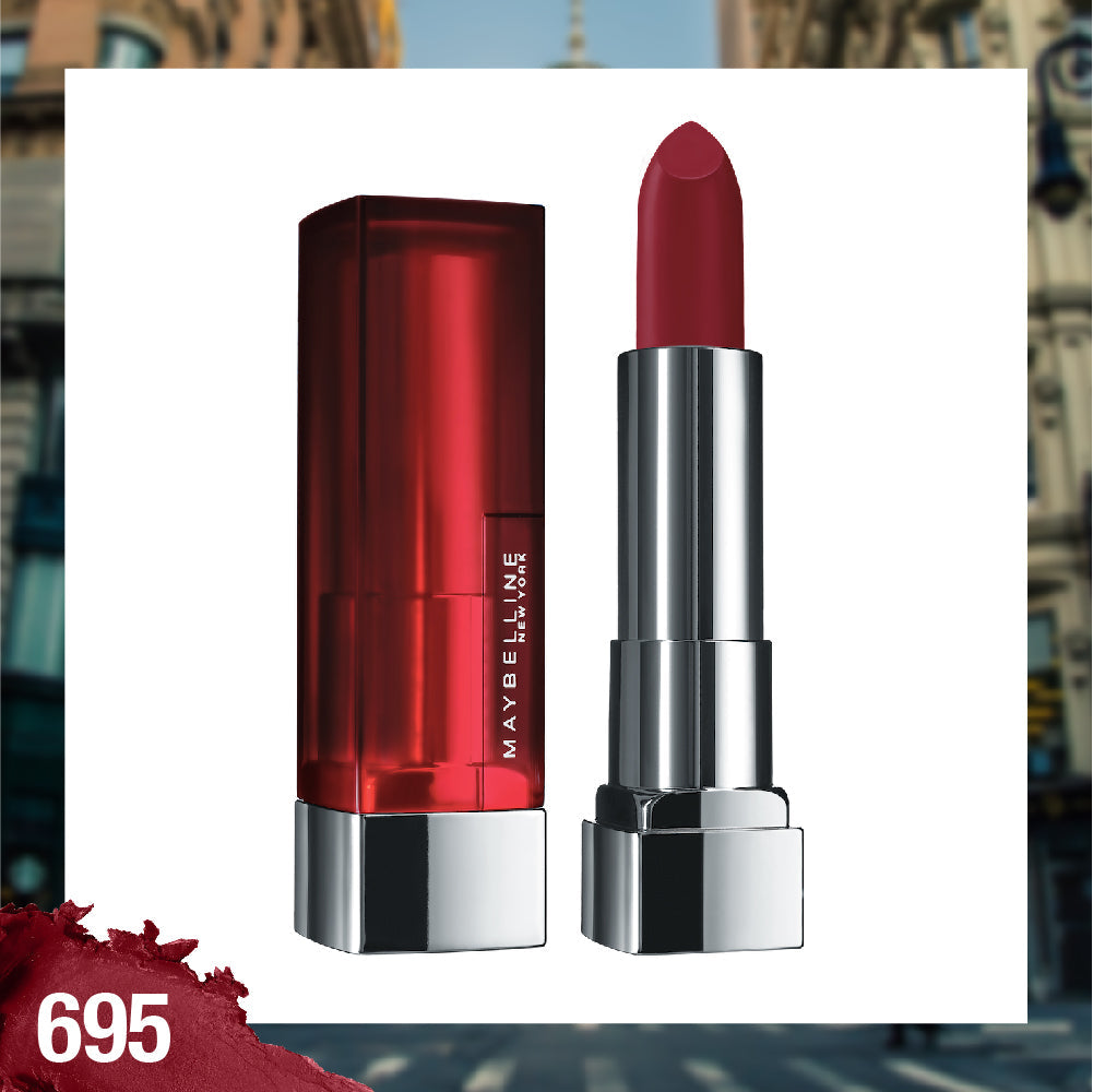 Maybelline New York Color Sensational Creamy Matte Lipstick, 695 Divine Wine, 3.9g