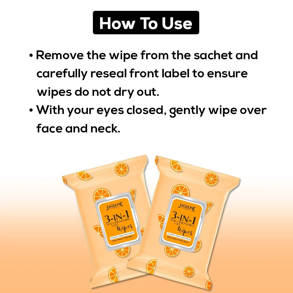 Jaquline USA Face wipes Combo(3in1 Daily Brightening + Refreshing ) Pack of 2