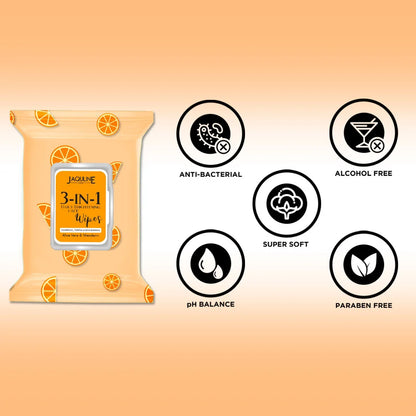 Jaquline USA Face wipes Combo(3in1 Daily Brightening + Refreshing ) Pack of 2