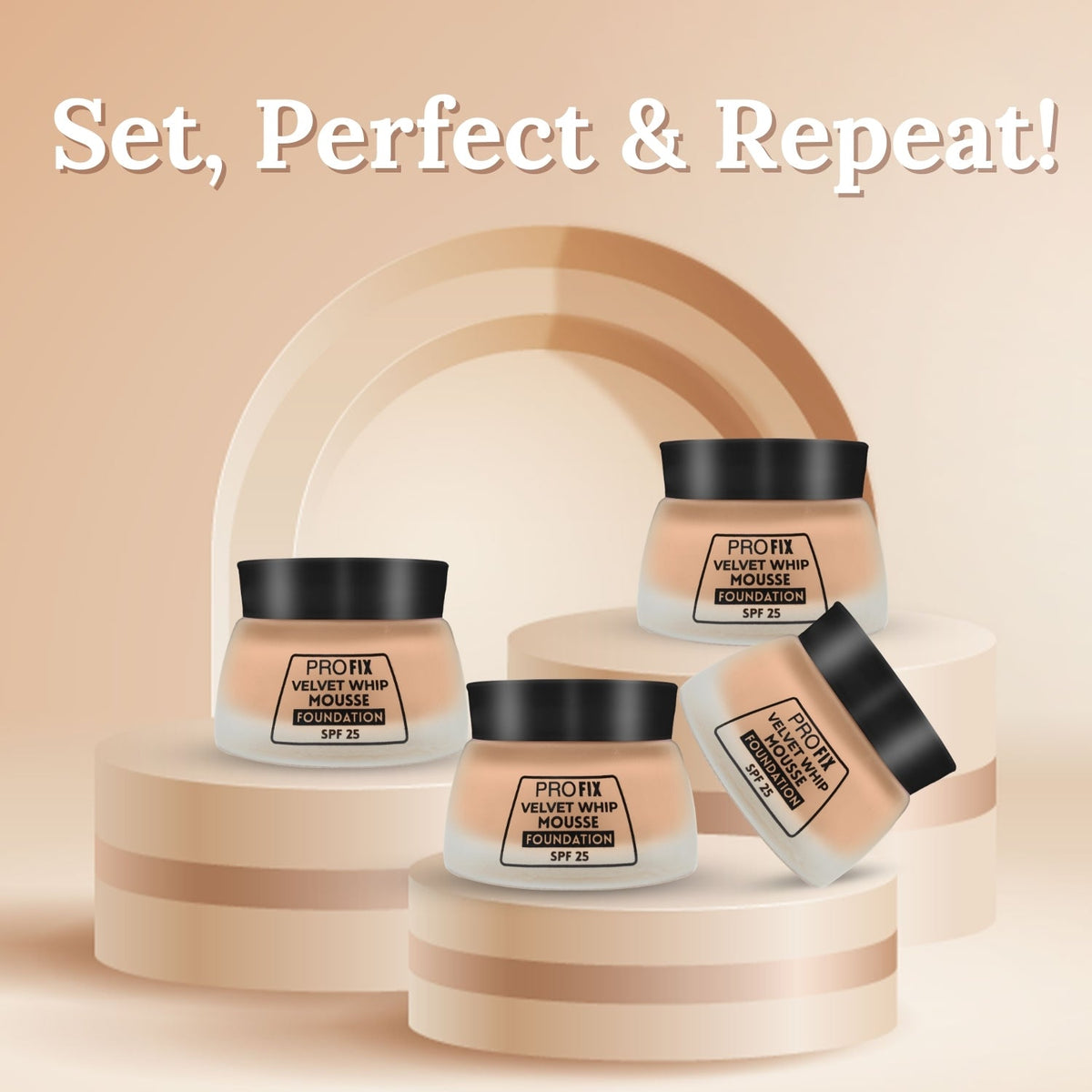 Jaquline USA PRO FIX Velvet Whip Mousse Foundation, Weightless Smooth Velvet touch, Flawless Matte Finish, Ivory 01