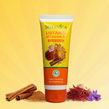 BOTANICA Ubtan & Vitamin E Facewash- Exfoliates and Hydrates skin, heals skin and Brightens skin, 100ml