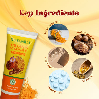 BOTANICA Ubtan & Vitamin E Face scrub- Exfoliates Skin, Promotes Skin healing and Smooth in Texture, 100g