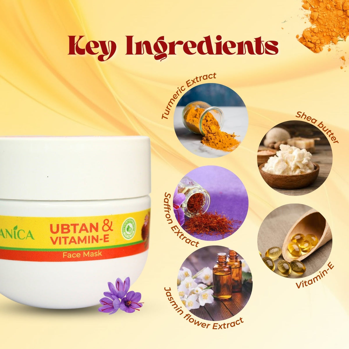 BOTANICA Ubtan & Vitamin E Facemask- Brightens Skin, Soothes & Hydrates Skin, 100g