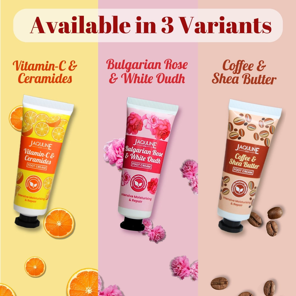 Jaquline USA Bulgarian Rose & White Oudh Foot cream- Provides Intensive Moisturization, heals cracked heels, makes feet soft 