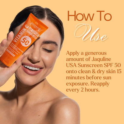 Jaquline USA Vitamin C UV Expert Sunscreen SPF 50- With Matte Effect, Provides Hydration, No white cast and non-sticky