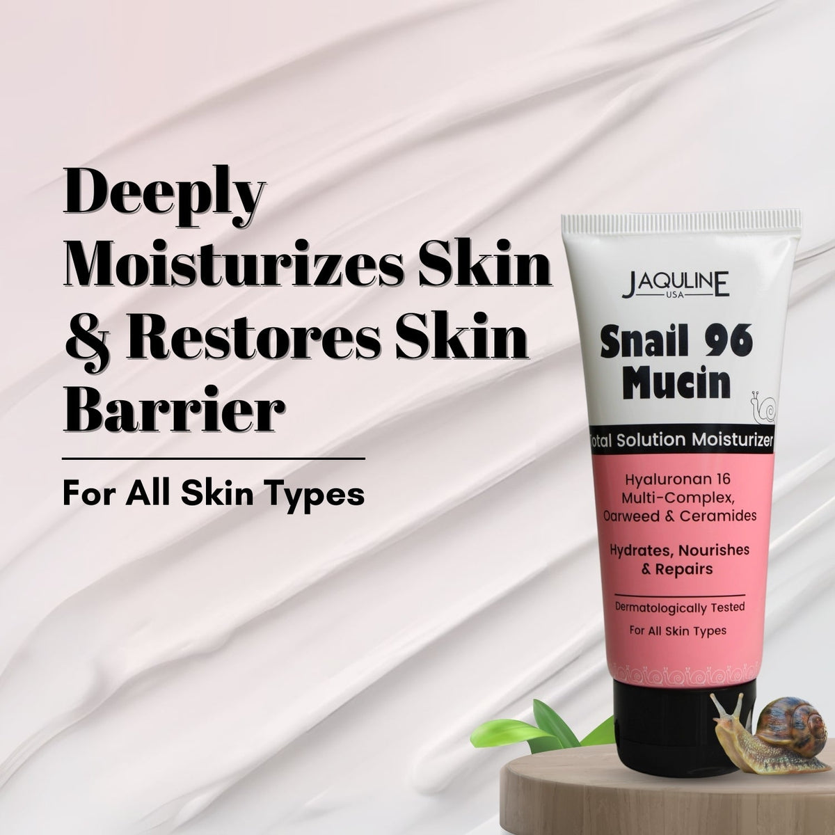 Jaquline USA Snail Mucin All in One Moisturizer 50ml, Long-Lasting Hydration, Deeply Moisturizes Skin & Restores Skin Barrier