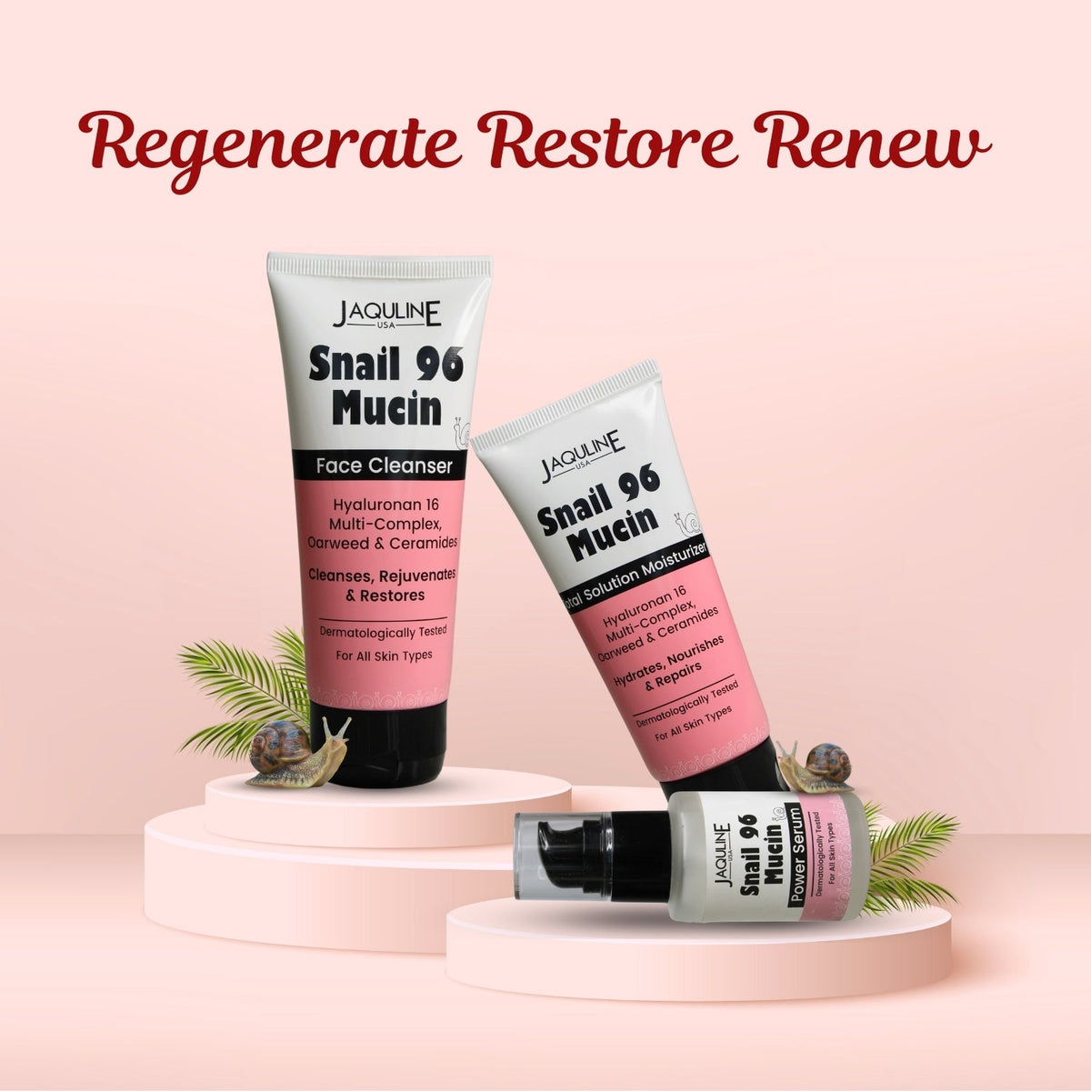 Jaquline USA Snail Mucin All in One Moisturizer 50ml, Long-Lasting Hydration, Deeply Moisturizes Skin & Restores Skin Barrier