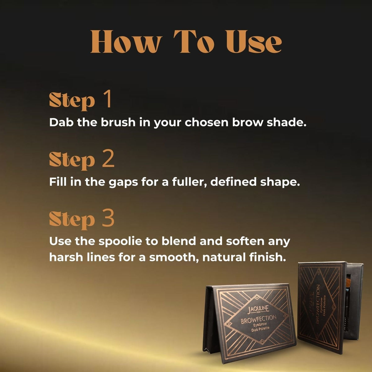 Jaquline USA Browfection Eyebrow Duo Palette- Long Lasting, Has Natural Finish, Buildable Pigment, Easy Blending -4g