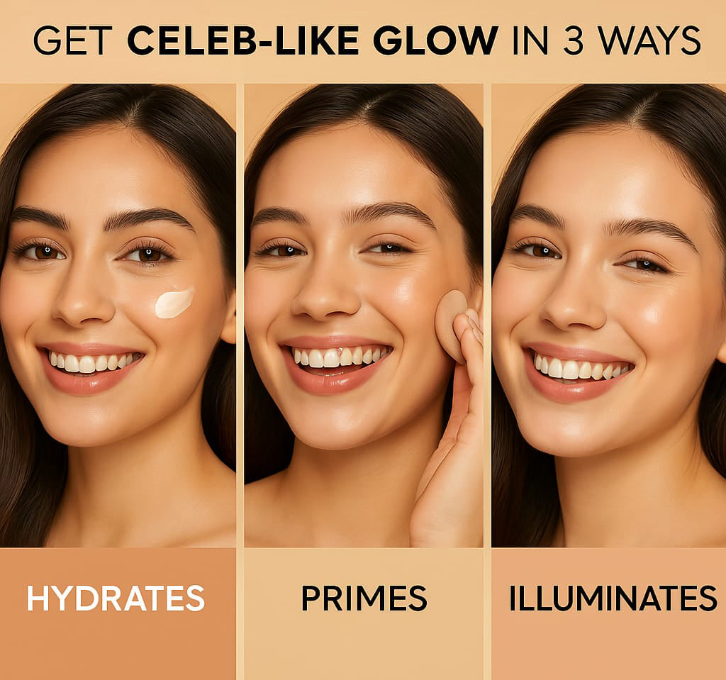 Jaquline USA Lumi Glo Strobe Cream Golden Glo 30g | 3-in-1 Multipurpose Highlighter with Hyaluronic Acid