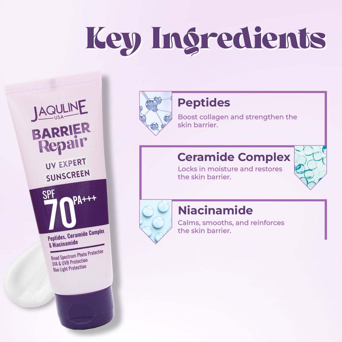 Jaquline USA Barrier Repair Sunscreen SPF 70 (50 g)