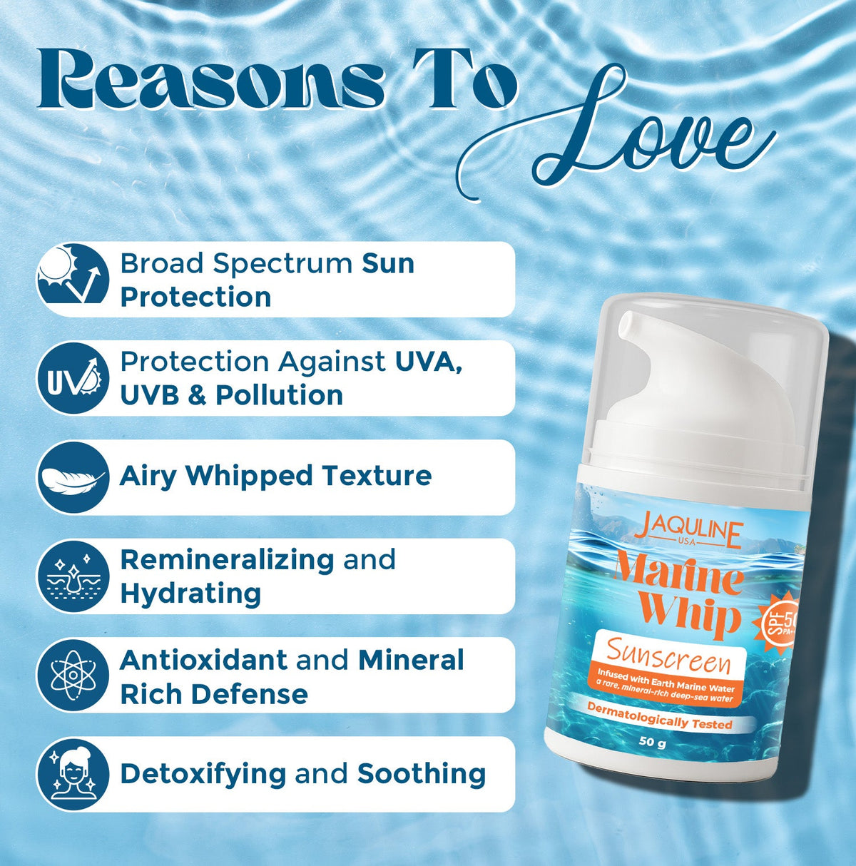 Jaquline USA Marine Whip SPF 50 Sunscreen 50g