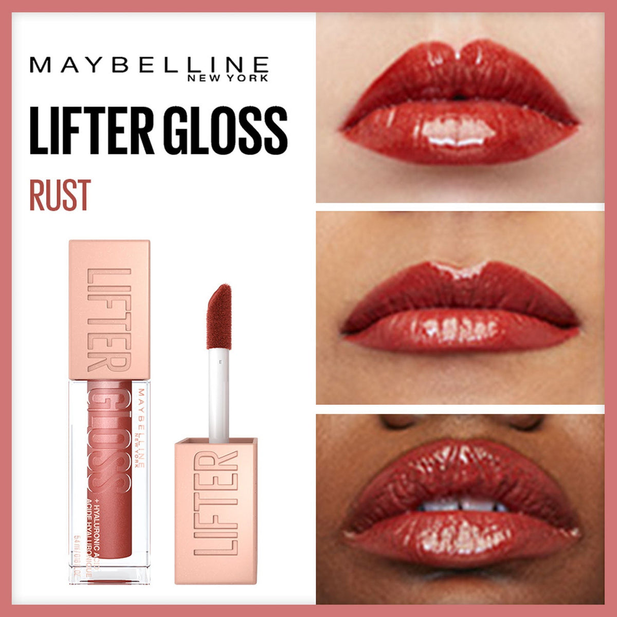 Maybelline New York Lifter Gloss, Hydrating Lip Gloss, Rust, 5.4 ml