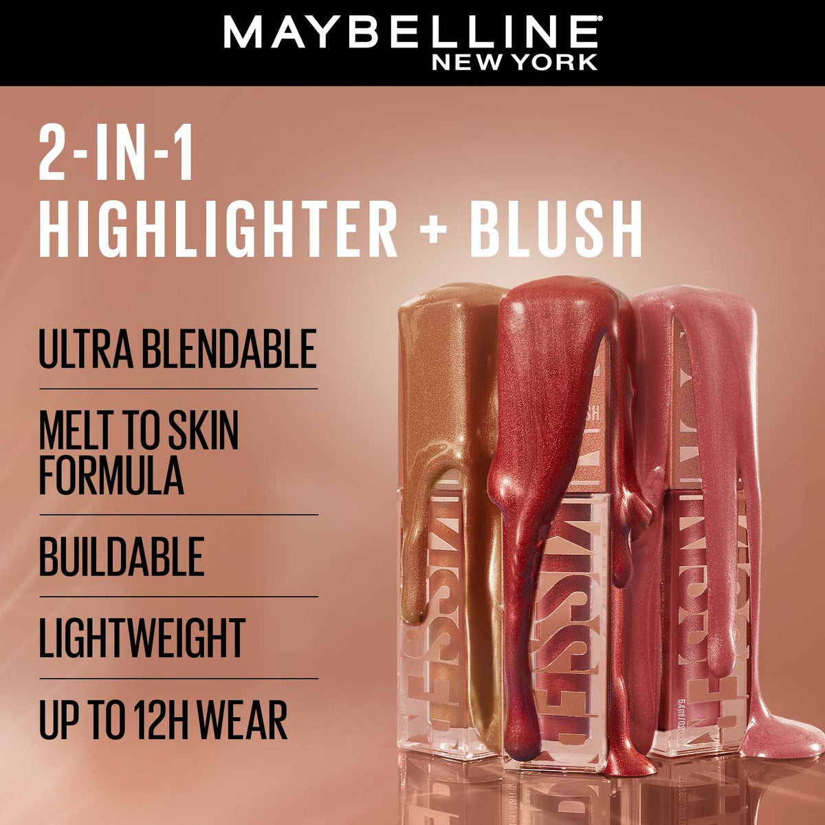 Maybelline New York Sunkisser Highlighter + Blush, Uptown Glow, 4.7 g