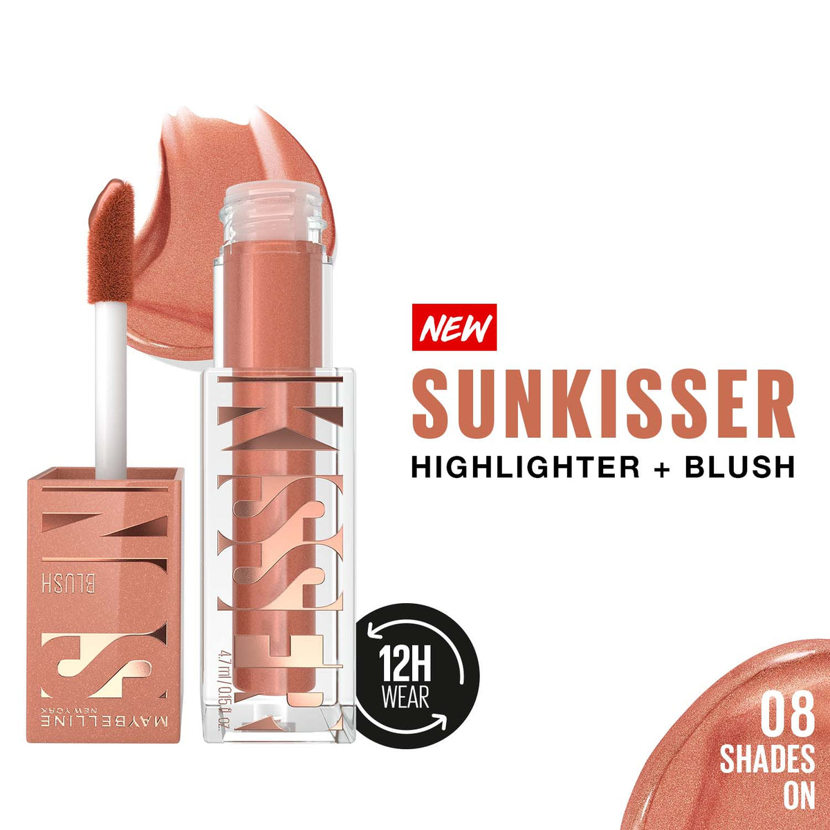 Maybelline New York Sunkisser Highlighter + Blush, Shades On, 4.7 g