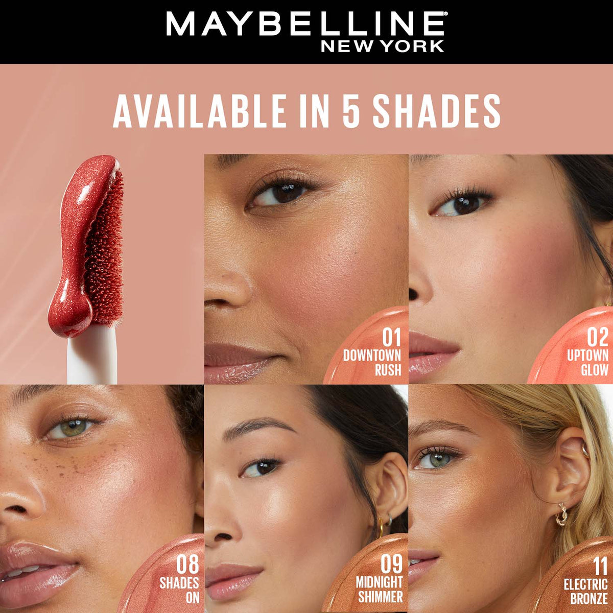 Maybelline New York Sunkisser Highlighter + Blush, Shades On, 4.7 g