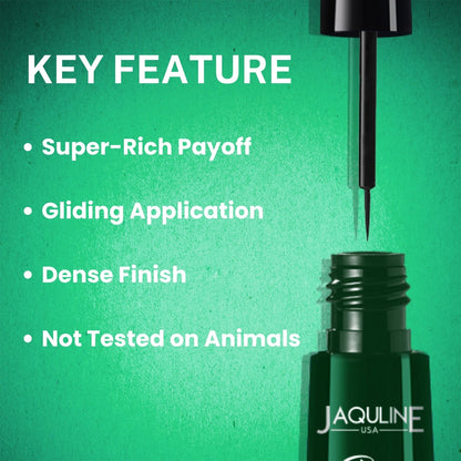 Jaquline USA Pro Stroke Liquid Eyeliner Jade Green 4ml, Enriched with Almond Extract, long lasting, Smudge proof