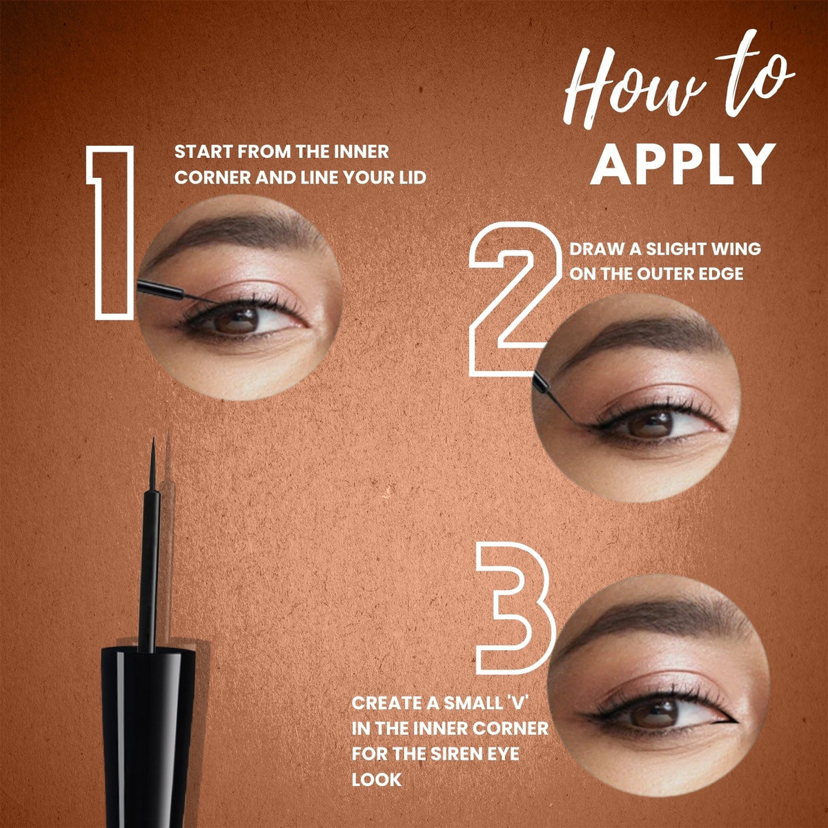 Jaquline USA Pro Stroke Liquid Eyeliner Super Brown 4ml, Enriched with Almond Extract, long lasting, Smudge proof