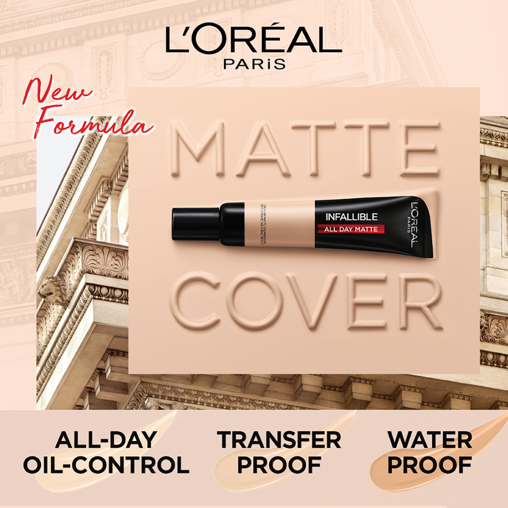 L'Oreal Paris Infallible 24H Matte Cover Liquid Foundation, 240 Natural Honey, 35 ml