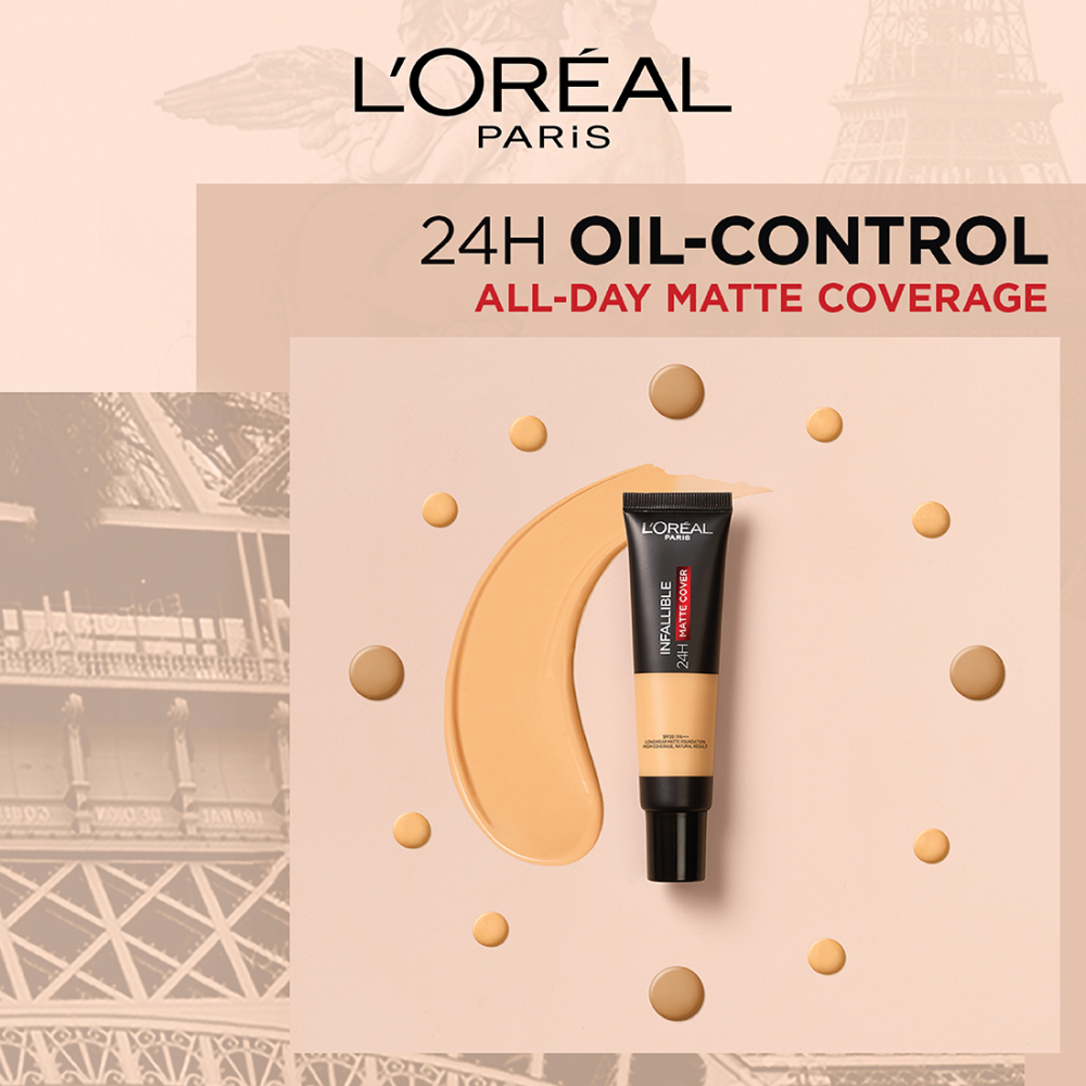 L'Oreal Paris Infallible 24H Matte Cover Liquid Foundation, 240 Natural Honey, 35 ml