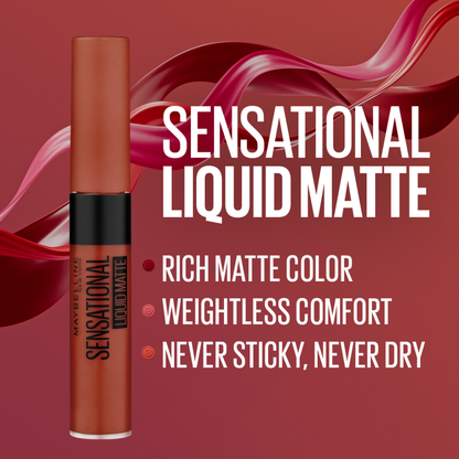 Maybelline New York Sensational Liquid Matte Lipstick, 24 Touch of Spice, 7ml - Liquid Lipstick Shades Delivering Intense Mat