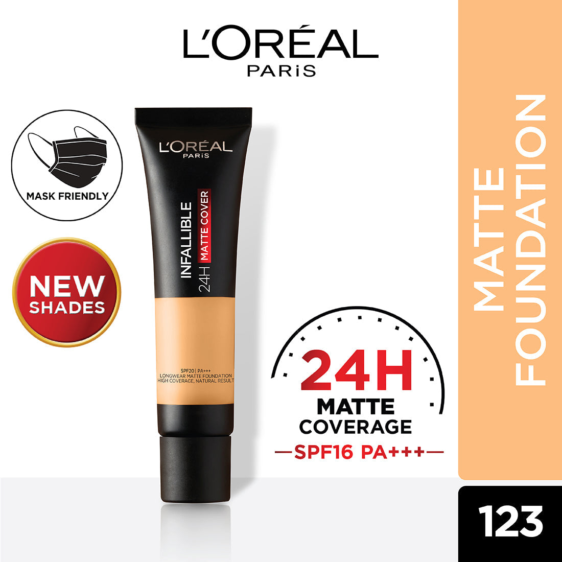 L'Oreal Paris Infallible 24H Matte Cover Liquid Foundation, 123 Natural Vanilla
, 35 ml
