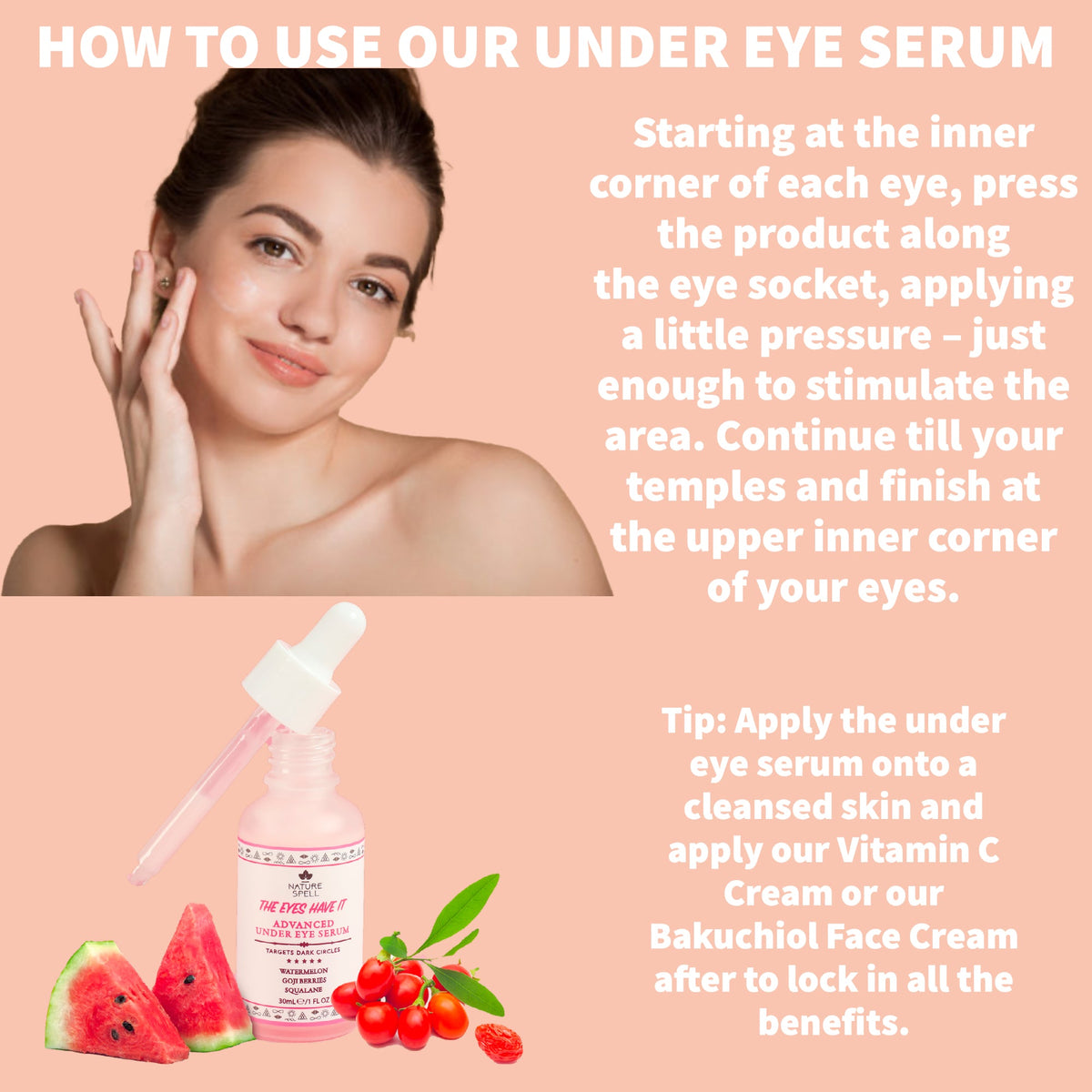 NATURE SPELL - THE EYES HAVE IT ADVANCED UNDER EYE SERUM WATERMELON GOJI BERRIES SQUALANE 30ML