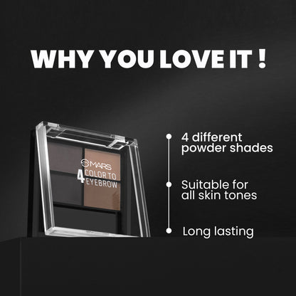 MARS 4 in 1 Eyebrow Powder Cake with Angled Eyebrow Brush and Spoolie | Long Lasting & Waterproof (8g)