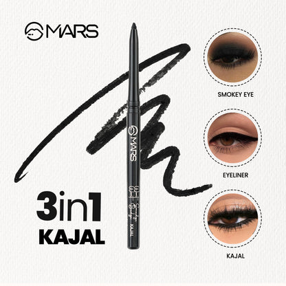 MARS won't Smudge Long Lasting Waterproof Super Black Kajal (Jet Black, 0.35 g)