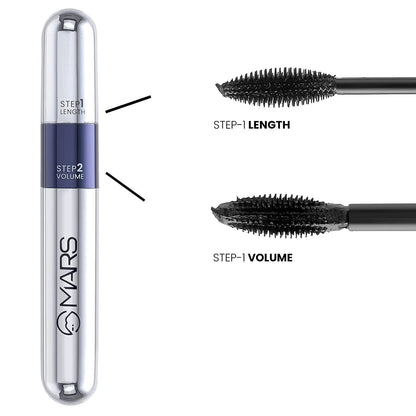 MARS Double Trouble Volumizing and Lengthening Mascara | 2-in-1 Mascara for Women | Long Lasting (15 ml) (Black)