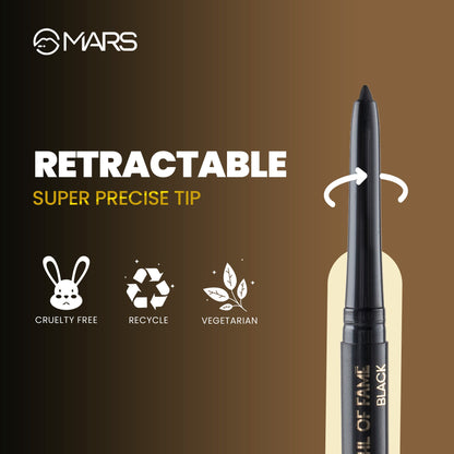 MARS Kohl of Fame Up to 12 Hours Stay Kajal | Smudgeproof & Waterproof | Long Lasting (0.35g) (Black)