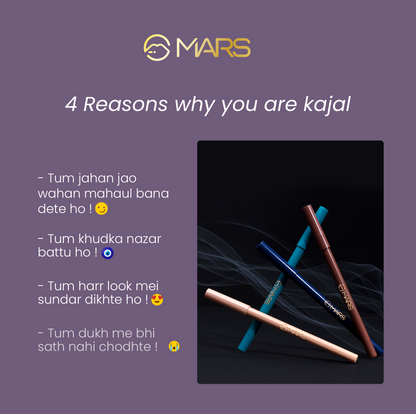 MARS Won't smudge Won't budge Smooth Glide Kajal | Long Stay & Waterproof (1.4g) (02-High Tide)