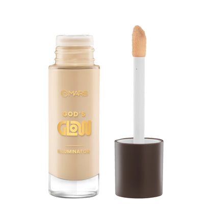 MARS God's Glow Illuminator Highlighter (30ml) (02-NATURAL) | Hyaluronic Acid, Green Tea & Rosemary Extract | Sheer Coverage 