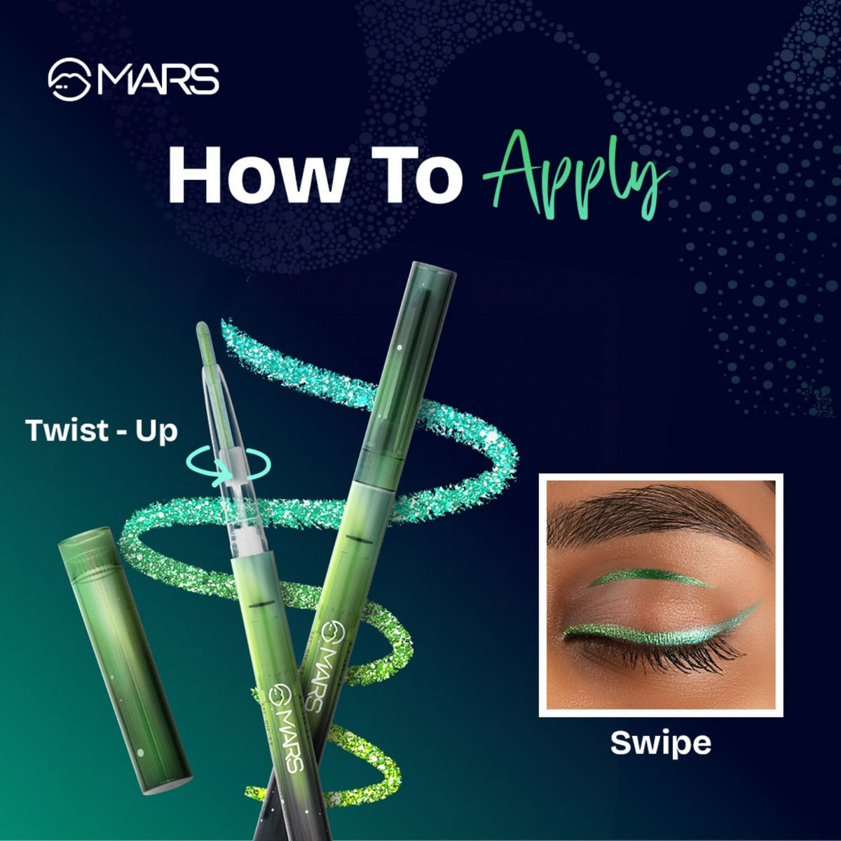 MARS Northern Lights In A Pen Retractable Eyeliner (0.35gm) (02-ALASKAN AZURE) | Duo-Chrome Shimmer Effect | Long-Lasting | W
