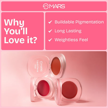 MARS Lip & Cheek Tint for Bold Pop Color (2.8 gm) (03-Cinnamon Glow - Support Your Growth) | Demi Matte Finish | Dual Functio