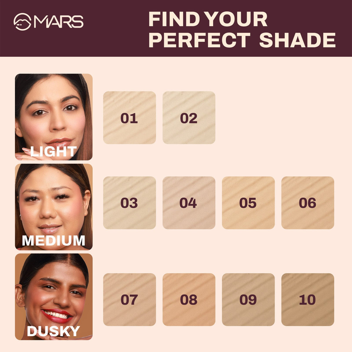 MARS Zero Blend Weightless Foundation for Makeup ( 30ml ) (01-WHIPPED CREAM) | Lightweight & Long-Lasting | Matte Finish | Bu