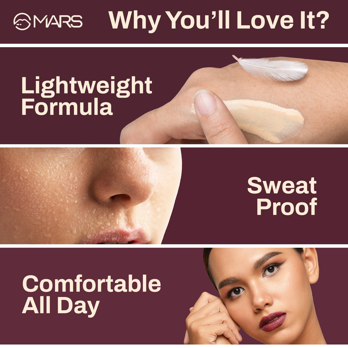 MARS Zero Blend Weightless Foundation for Makeup ( 30ml ) (03-CASHEW DELIGHT) | Lightweight & Long-Lasting | Matte Finish | B