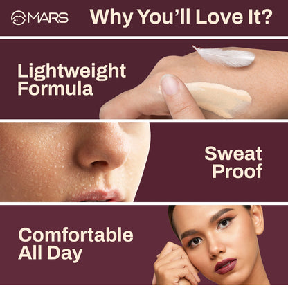 MARS Zero Blend Weightless Foundation for Makeup ( 30ml ) (03-CASHEW DELIGHT) | Lightweight & Long-Lasting | Matte Finish | B