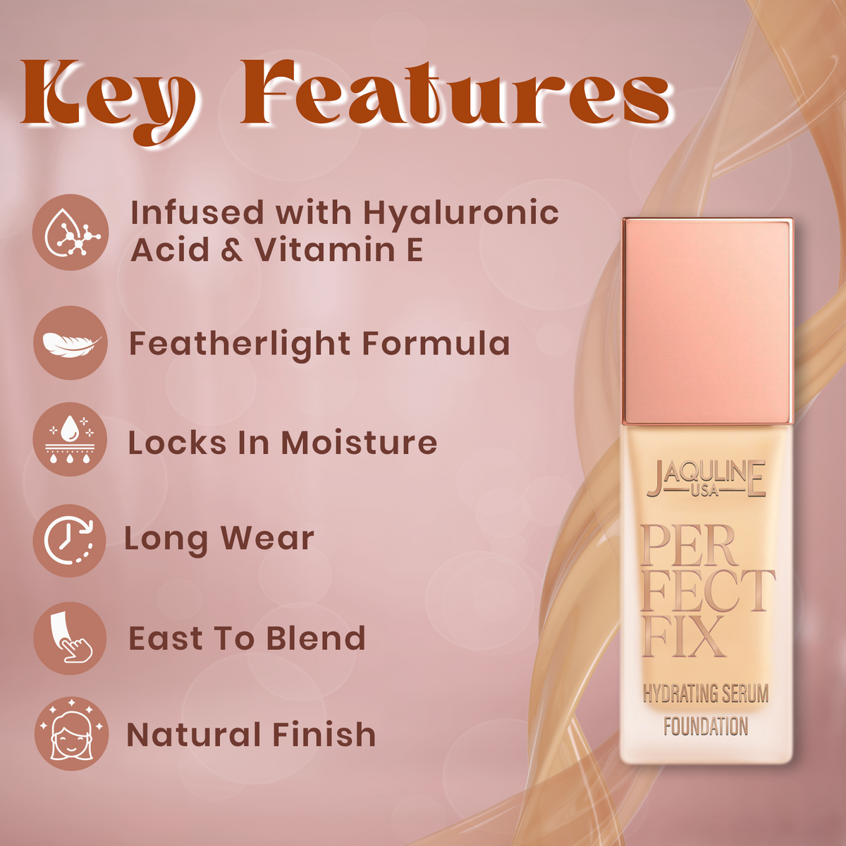 Jaquline USA Perfect Fix Hydrating Serum Foundation 30ml Almond 01