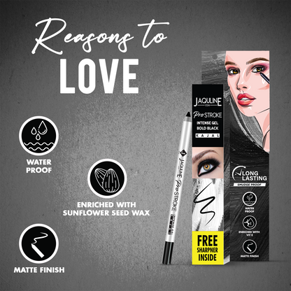 Jaquline USA Pro Stroke Intense Gel Kajal and Sharpener 1.2 g