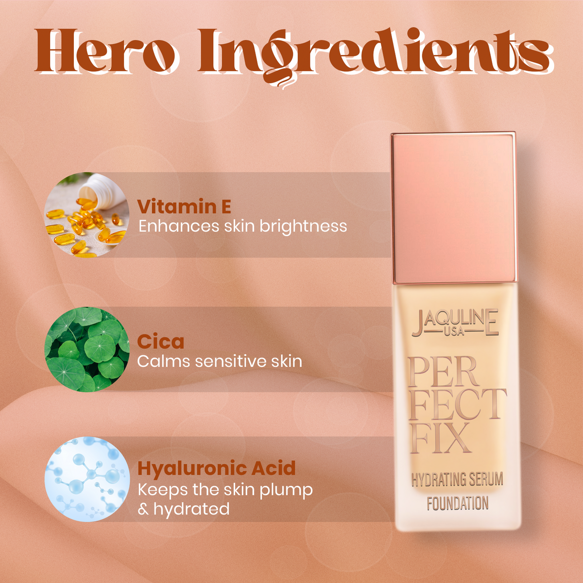 Jaquline USA Perfect Fix Hydrating Serum Foundation 30ml Golden Beige 03