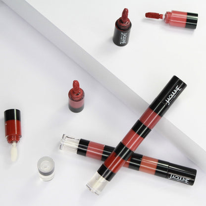 Jaquline USA Stack Attack 4 in 1 Liquid Lipstick-Nude Mood (Nude Beige+ Nude Brown+ Nude Pink + Transparent Gloss) 4ml |Light